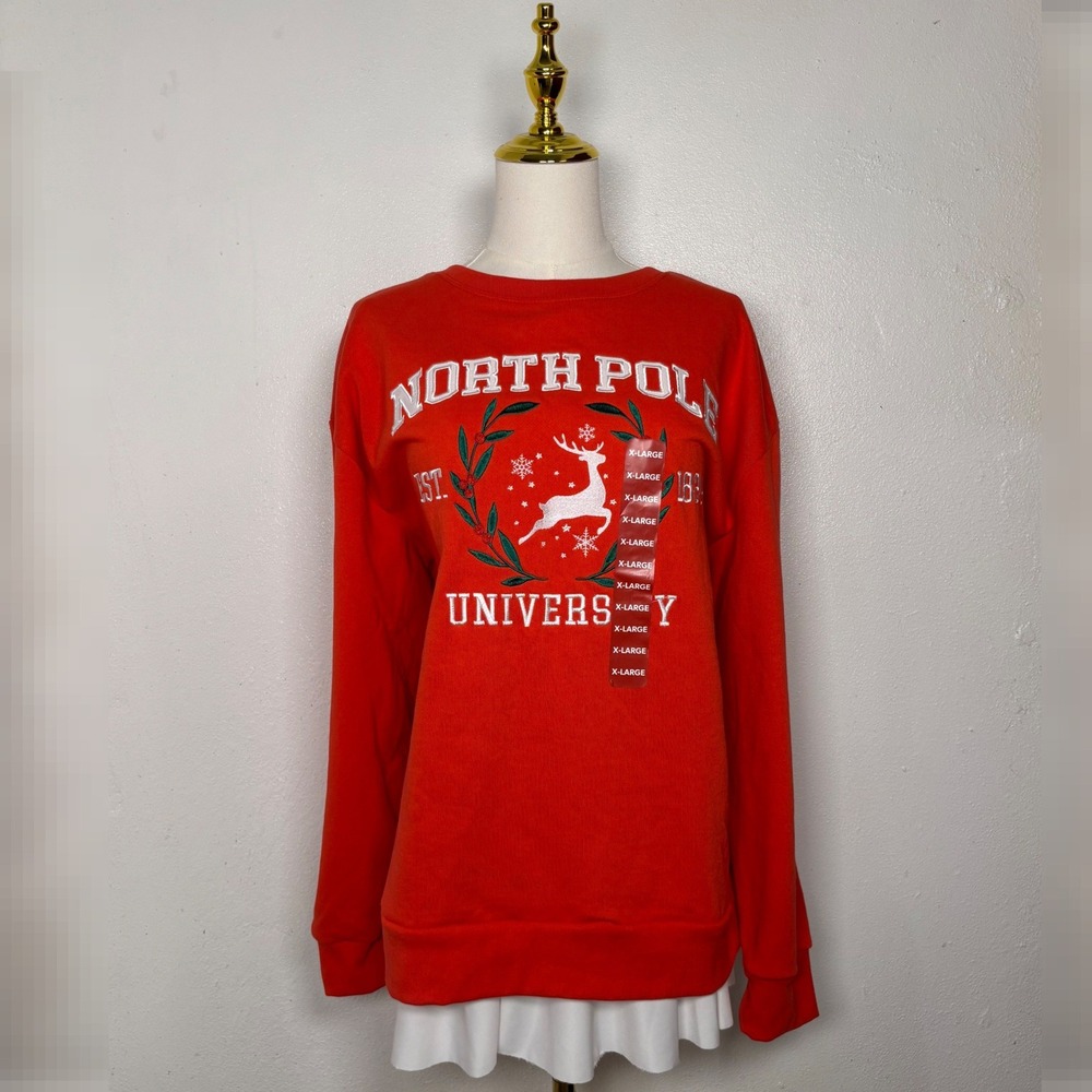 state of mine northpole university red sweater sweatshirt NWT santa holiday‎